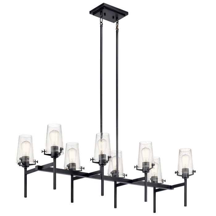 Kichler 43696BK Eight Light Linear Chandelier, Black