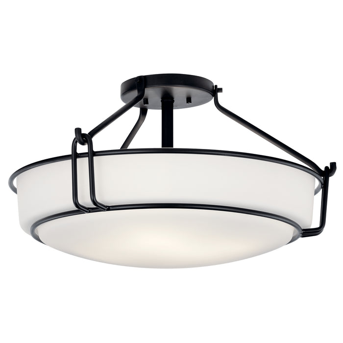 Kichler 44086BK Four Light Semi Flush Mount, Black