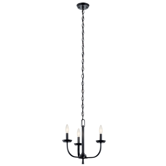 Kichler 52383BK Three Light Mini Chandelier, Black