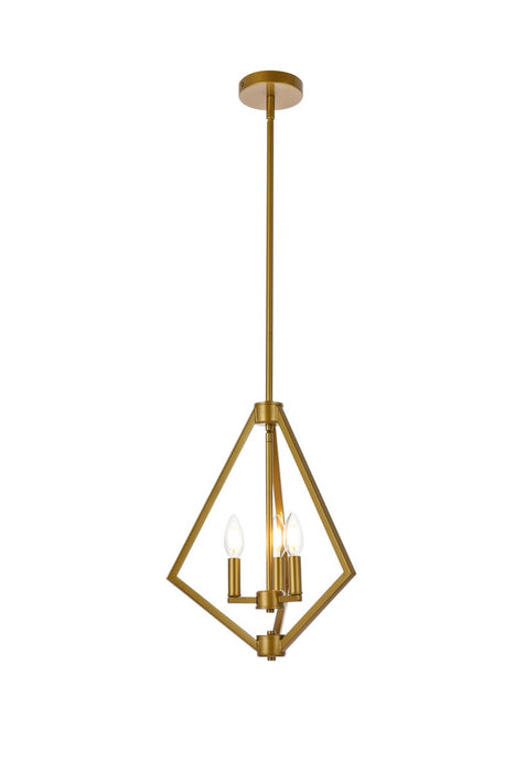 Elegant Lighting LD7061D14BR Three Light Pendant, Brass
