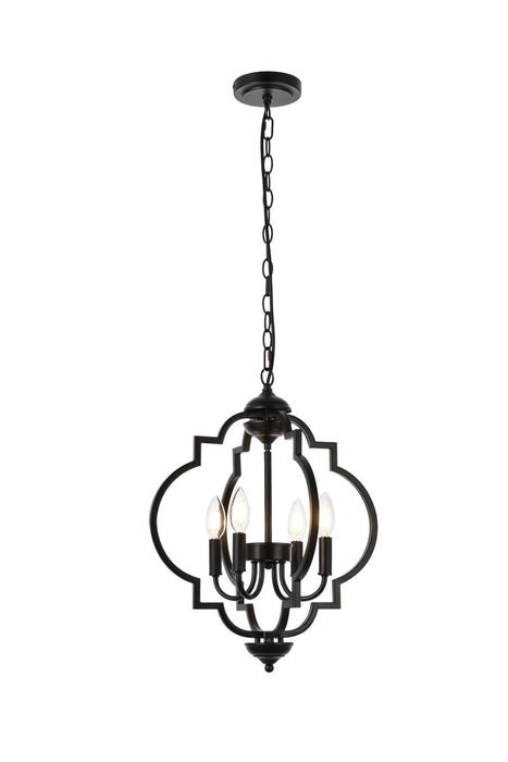 Elegant Lighting LD7064D16BK Four Light Pendant, Black