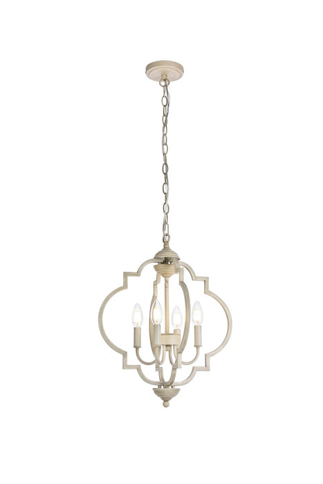 Elegant Lighting LD7064D16WD Four Light Pendant, Weathered Dove