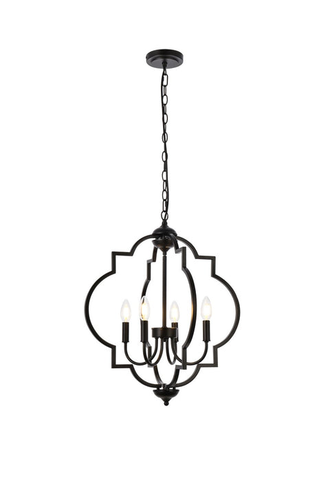 Elegant Lighting LD7065D20BK Four Light Pendant, Black