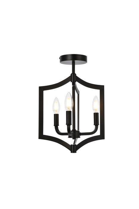 Elegant Lighting LD7067F12BK Three Light Flush Mount, Black