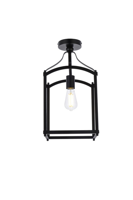 Elegant Lighting LD7069F10BK One Light Flush Mount, Black