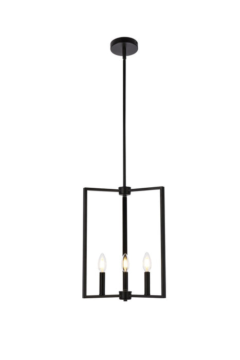 Elegant Lighting LD7071D14BK Three Light Pendant, Black