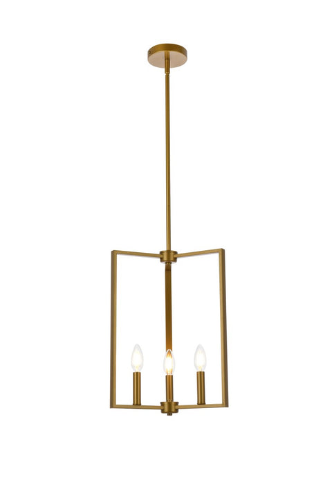 Elegant Lighting LD7071D14BR Three Light Pendant, Brass
