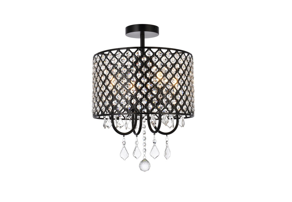Elegant Lighting LD710F14BK Four Light Flush Mount, black