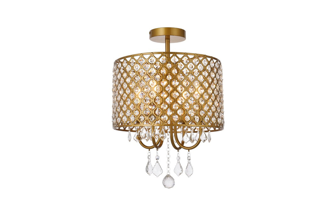 Elegant Lighting LD710F14BR Four Light Flush Mount, brass