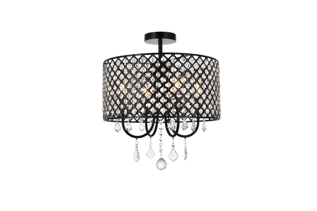 Elegant Lighting LD710F17BK Four Light Flush Mount, black