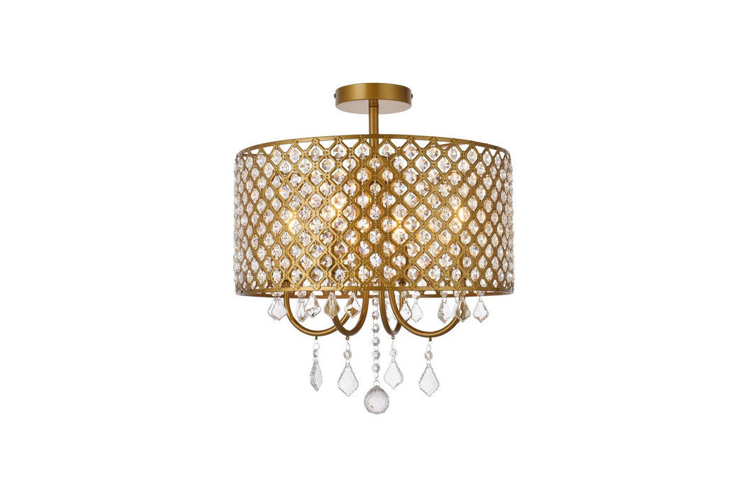 Elegant Lighting LD710F17BR Four Light Flush Mount, brass