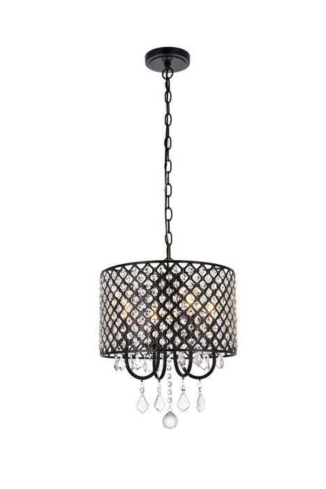 Elegant Lighting LD711D14BK Four Light Pendant, black