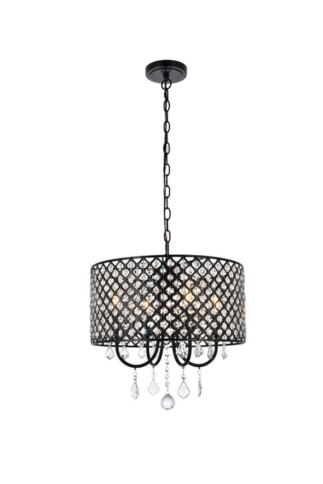 Elegant Lighting LD711D17BK Four Light Pendant, black