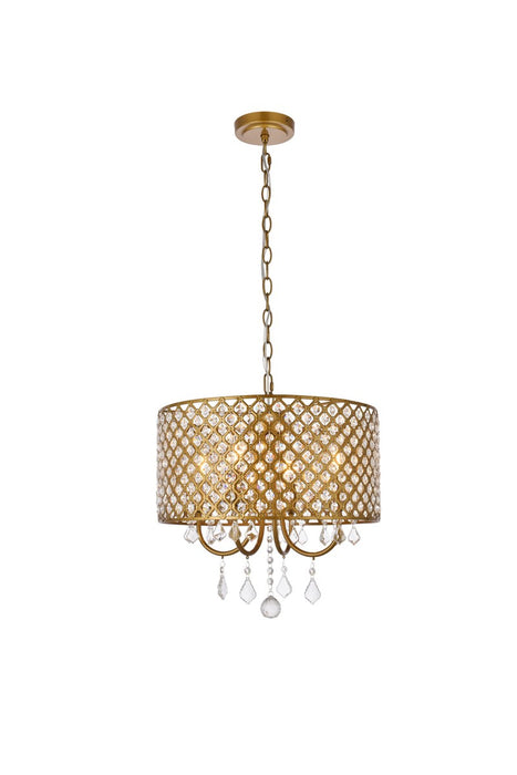 Elegant Lighting LD711D17BR Four Light Pendant, brass