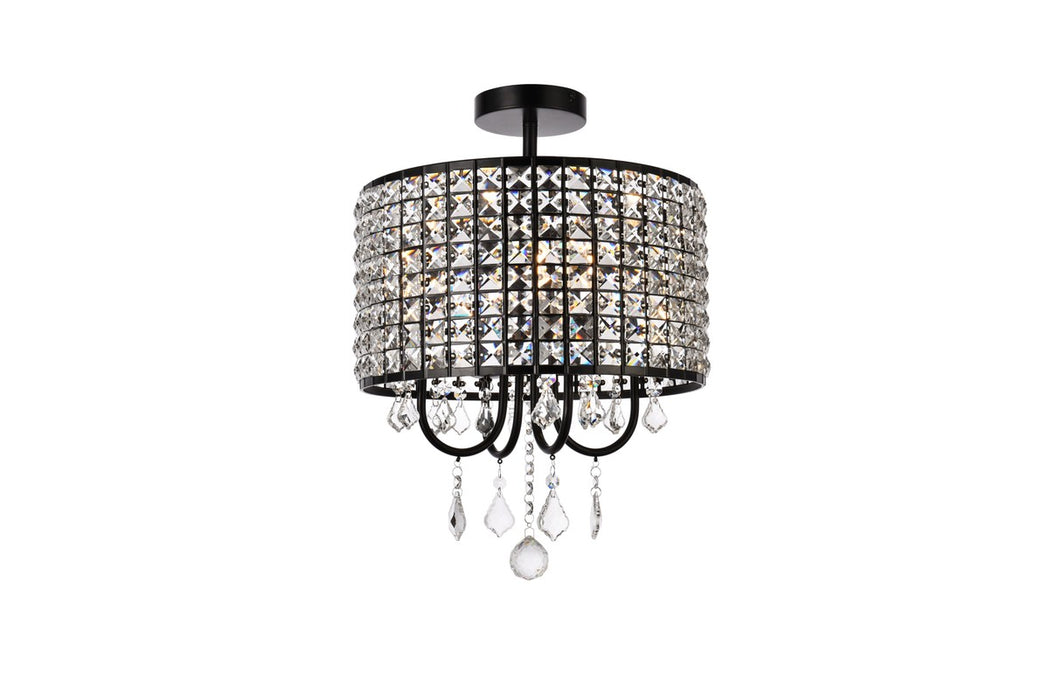 Elegant Lighting LD712F14BK Four Light Flush Mount, black