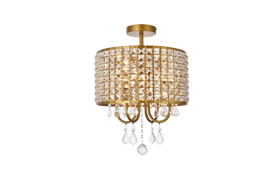 Elegant Lighting LD712F14BR Four Light Flush Mount, brass