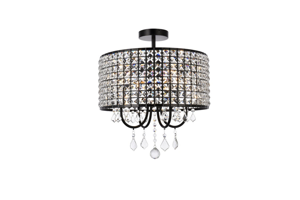 Elegant Lighting LD712F17BK Four Light Flush Mount, black