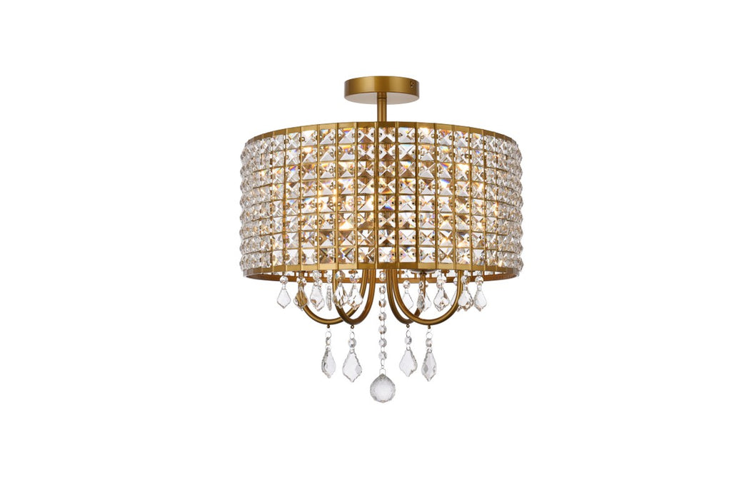 Elegant Lighting LD712F17BR Four Light Flush Mount, brass