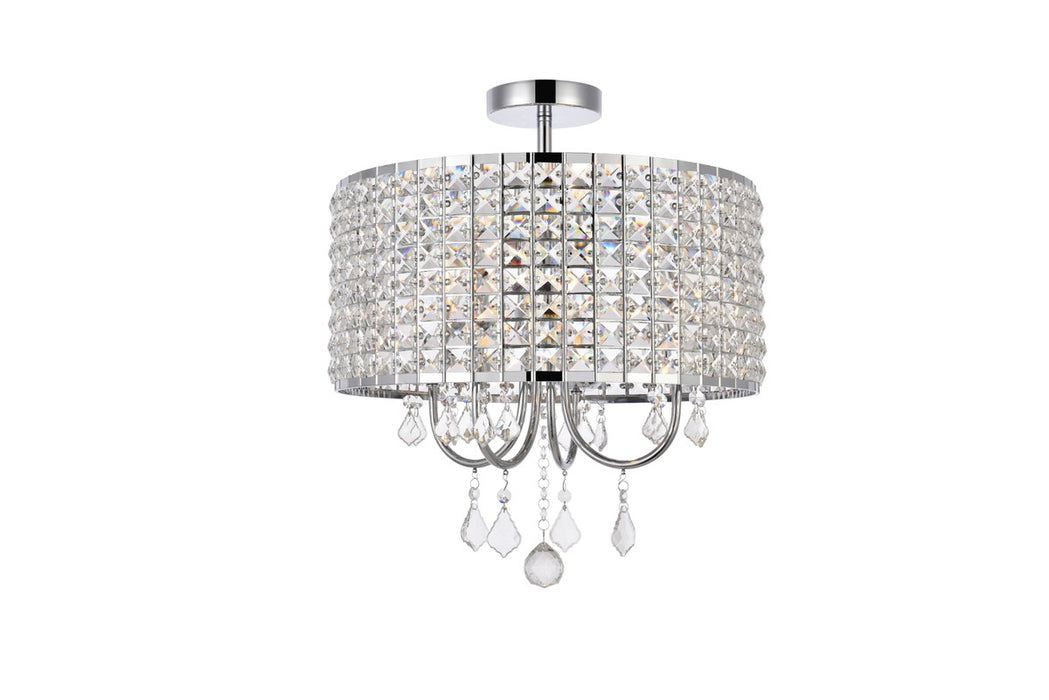 Elegant Lighting LD712F17C Four Light Flush Mount, chrome