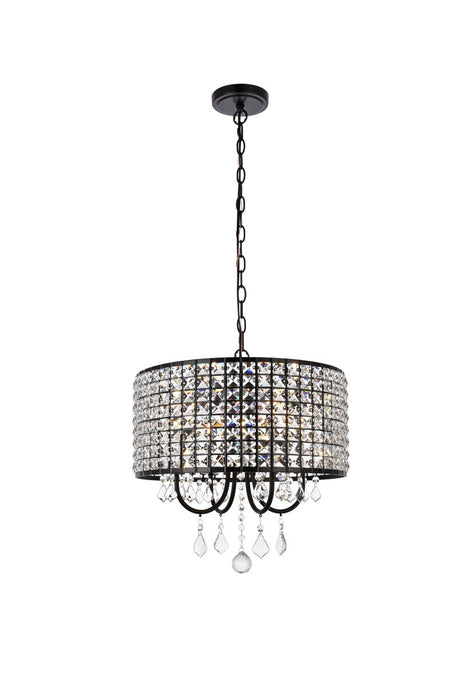 Elegant Lighting LD713D17BK Four Light Pendant, black