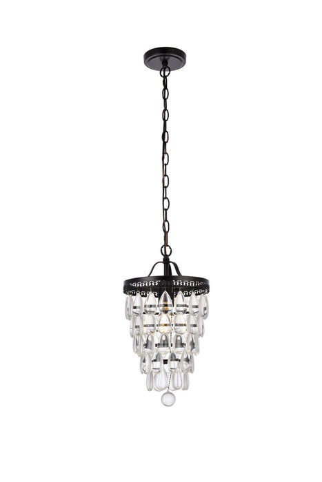 Elegant Lighting LD714D9BK One Light Pendant, black