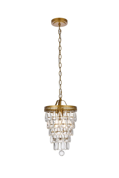 Elegant Lighting LD714D9BR One Light Pendant, brass
