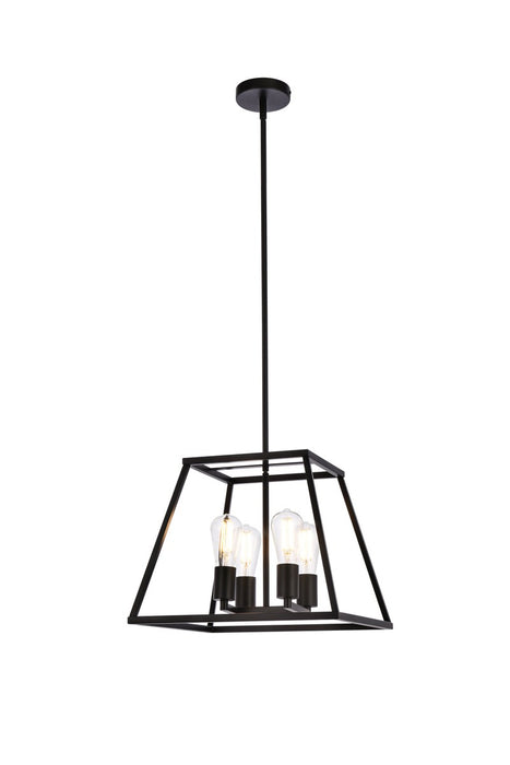 Elegant Lighting LD720D16BK Four Light Pendant, Black