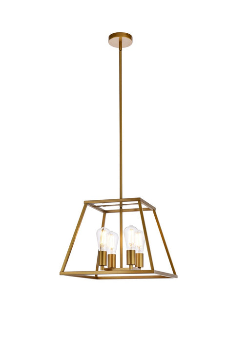 Elegant Lighting LD720D16BR Four Light Pendant, Brass