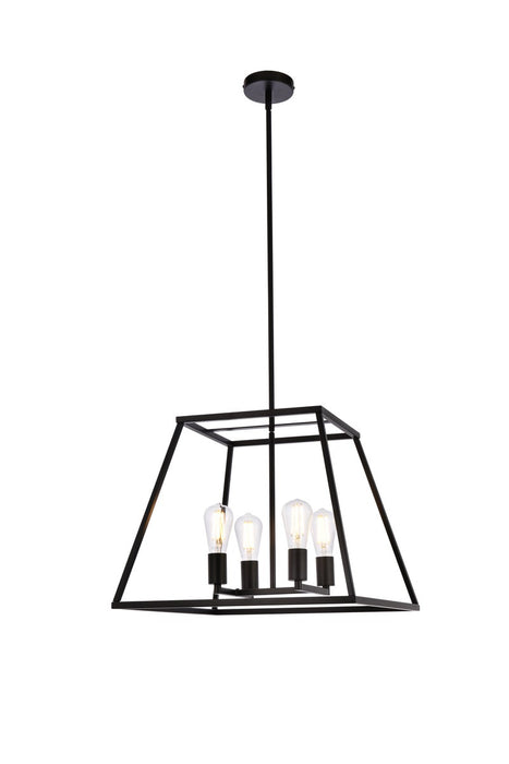 Elegant Lighting LD720D20BK Four Light Pendant, Black