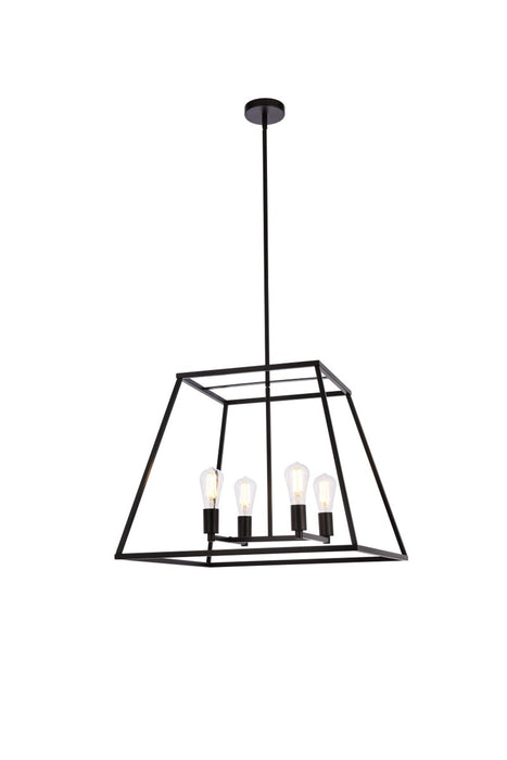Elegant Lighting LD720D24BK Four Light Pendant, Black