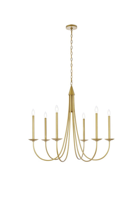 Elegant Lighting LD810D36BR Six Light Pendant, Brass