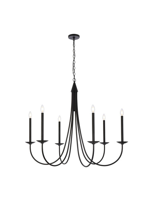 Elegant Lighting LD810D42BK Six Light Pendant, Black