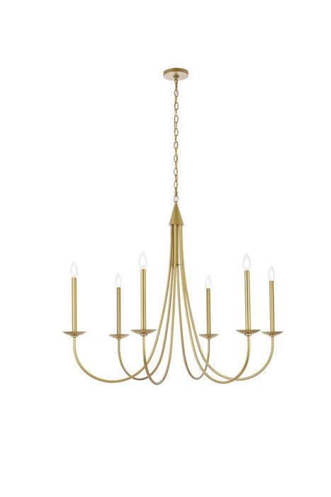 Elegant Lighting LD810D42BR Six Light Pendant, Brass