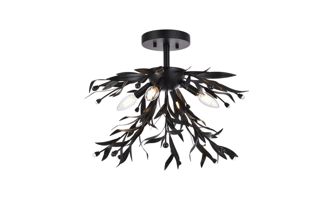 Elegant Lighting LD810F19BK Four Light Flush Mount, Black
