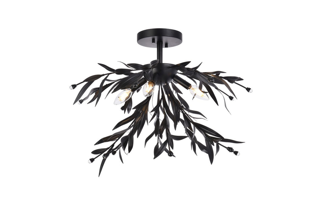 Elegant Lighting LD810F23BK Four Light Flush Mount, Black