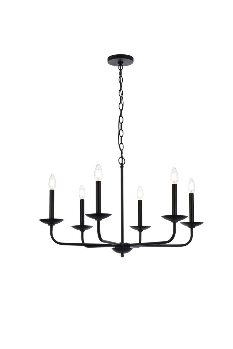 Elegant Lighting LD812D30BK Six Light Pendant, Black