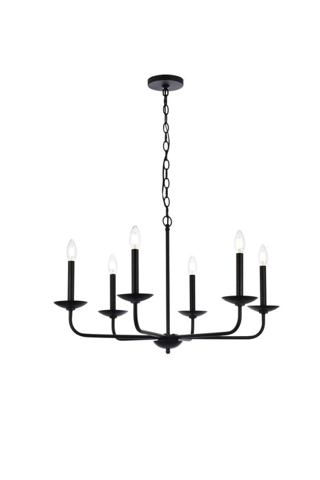 Elegant Lighting LD812D30BK Six Light Pendant, Black