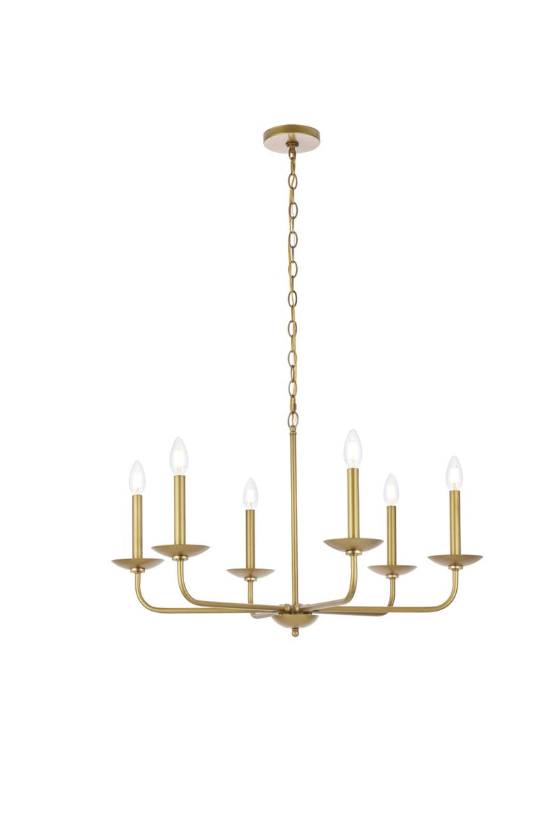 Elegant Lighting LD812D30BR Six Light Pendant, Brass