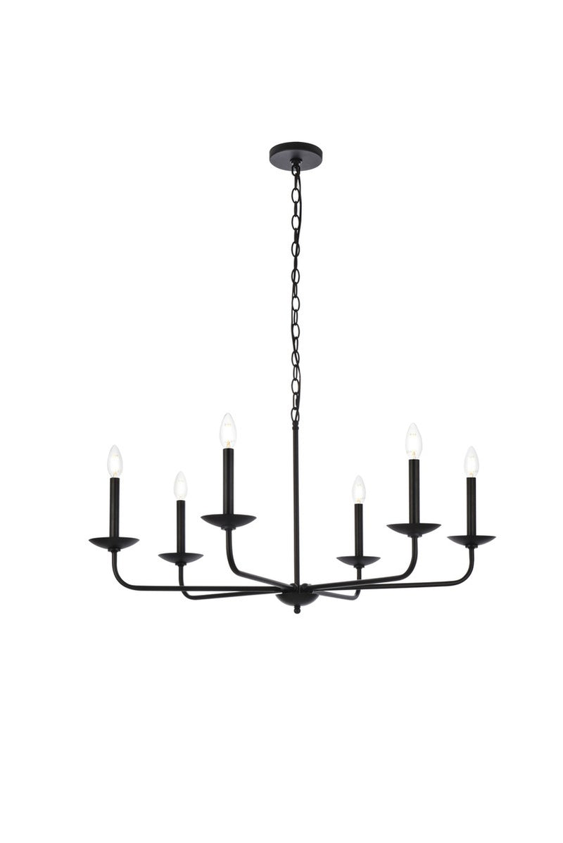 Elegant Lighting LD812D36BK Six Light Pendant, Black