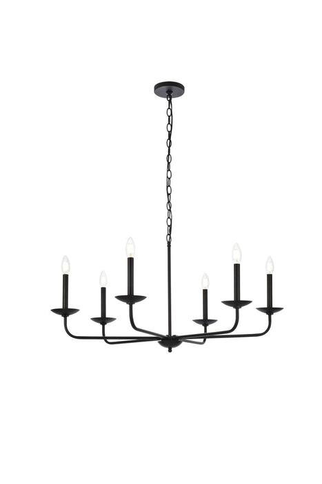 Elegant Lighting LD812D36BK Six Light Pendant, Black