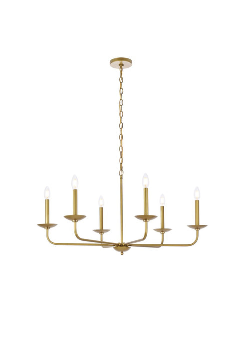Elegant Lighting LD812D36BR Six Light Pendant, Brass