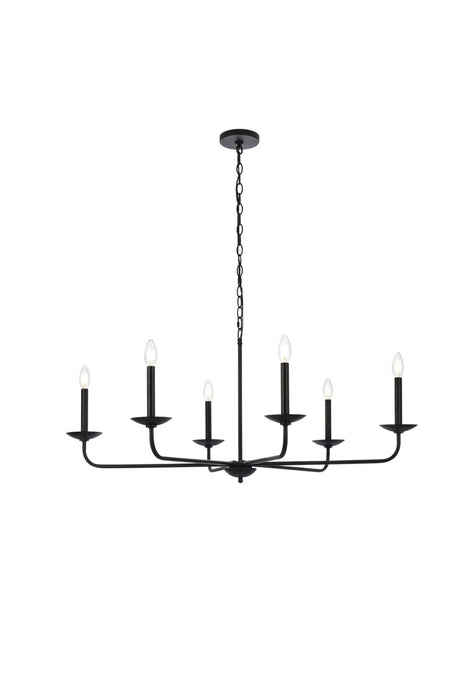 Elegant Lighting LD812D42BK Six Light Pendant, Black