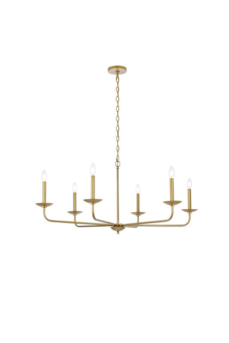 Elegant Lighting LD812D42BR Six Light Pendant, Brass