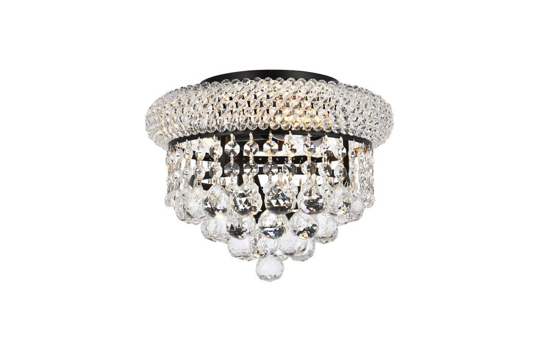 Elegant Lighting V1800F10BK/RC Three Light Flush Mount, Black