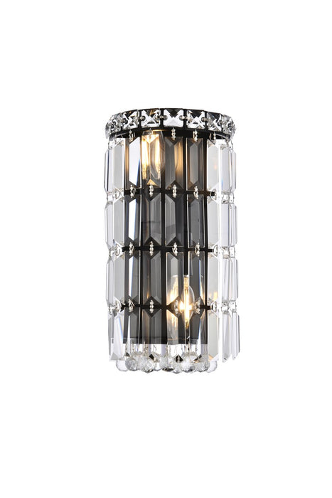 Elegant Lighting V2030W6BK/RC Two Light Wall Sconce, Black