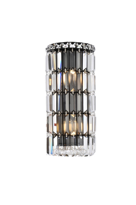 Elegant Lighting V2030W8BK/RC Two Light Wall Sconce, Black