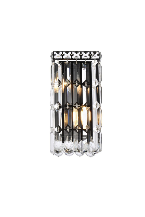 Elegant Lighting V2032W6BK/RC Two Light Wall Sconce, Black