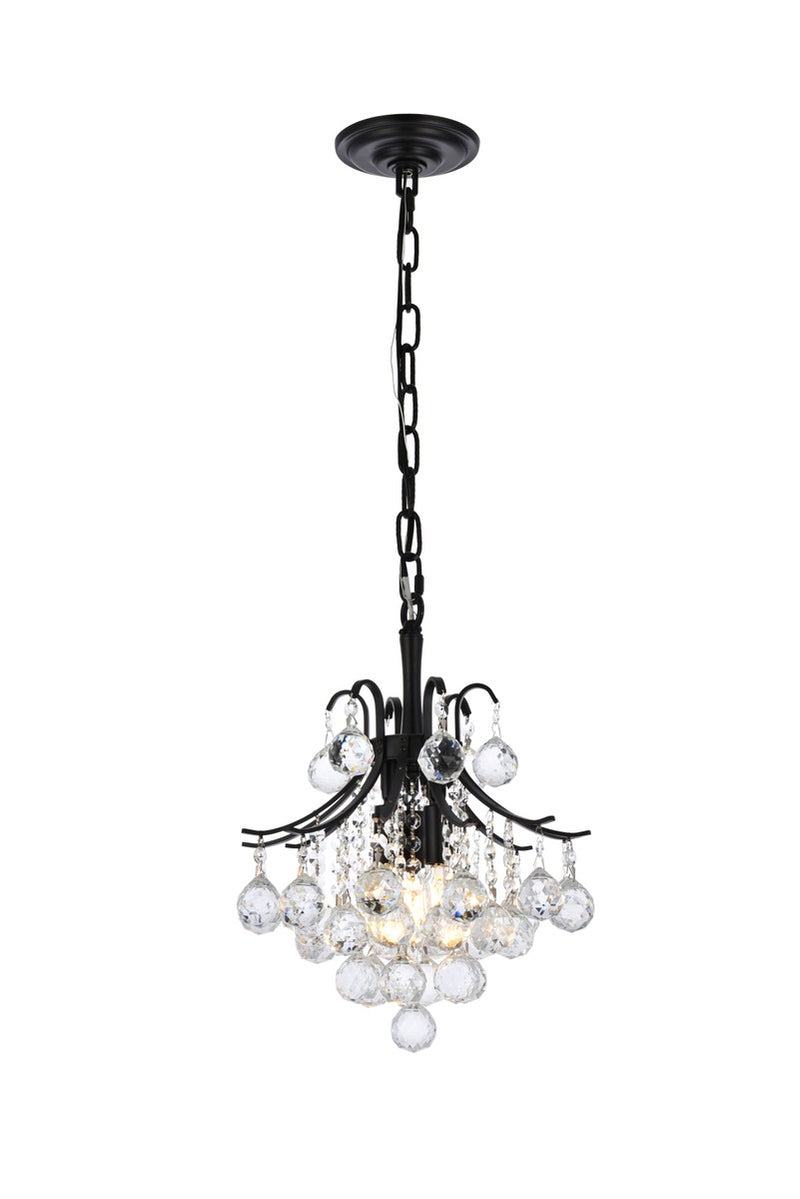 Elegant Lighting V8000D12BK/RC Three Light Pendant, Black
