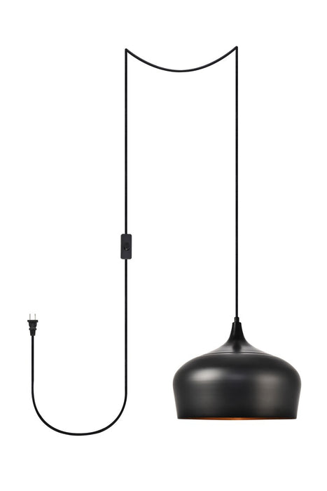 Elegant Lighting LDPG2003 One Light Plug in Pendant, Black