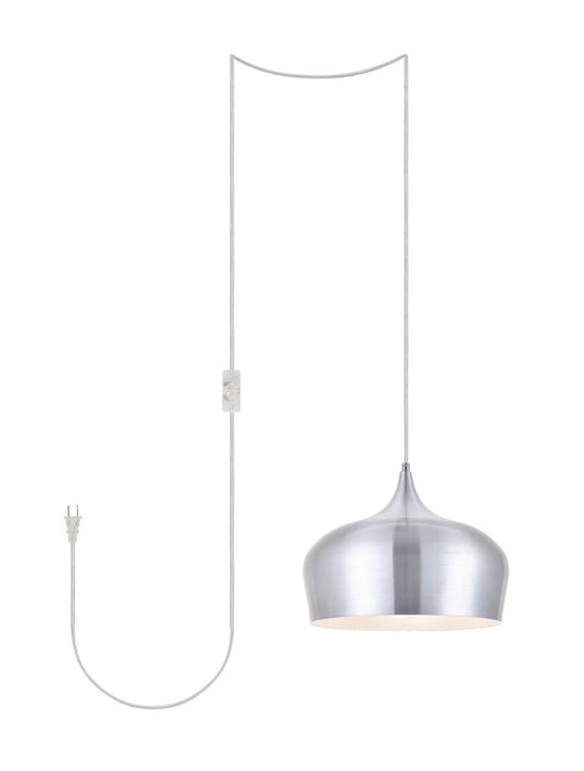 Elegant Lighting LDPG2003BN One Light Plug in Pendant, Burnished Nickel